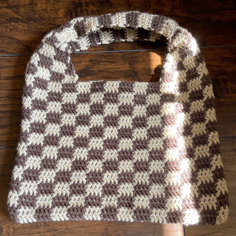 Crochet Checkered Tote
